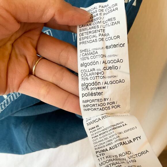 PUMA Women’s Short Sleeve Crewneck T-shirt Size S, Blue with White Logos - Picture 6 of 7